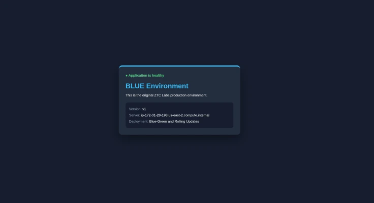 The running blue environment from the deployment project
